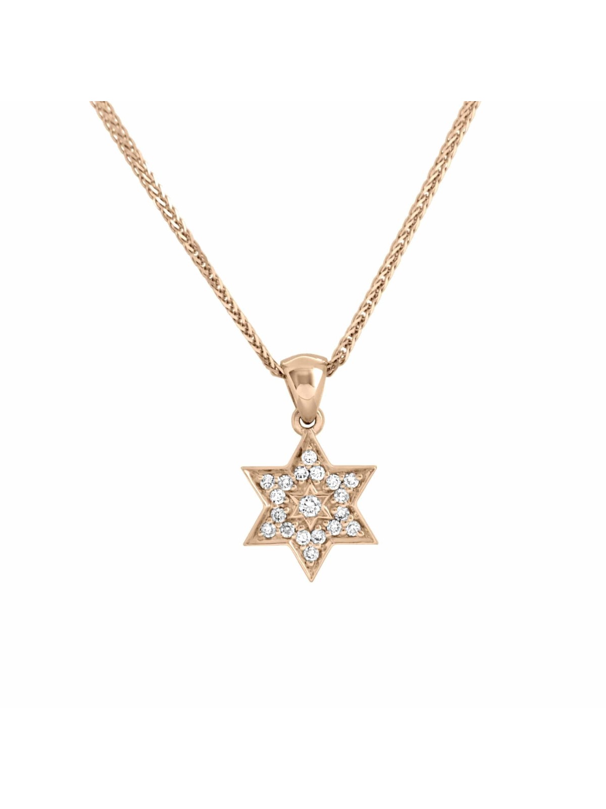 שרשרת מגן דוד מזהב צהוב משובצת די , מתנות ט"ו באב , א